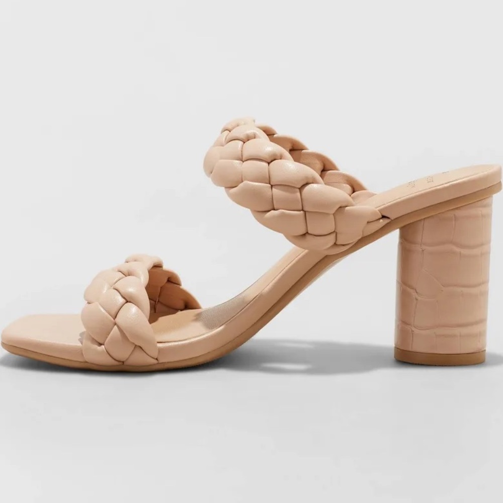 A New Day Women's Braided Block Heels - Tan - Picture 3 of 4